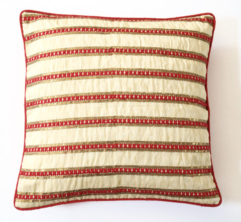 Raw Silk Cushion Cover-Red