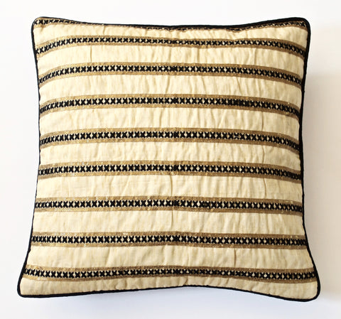 Raw Silk Cushion Cover-Black