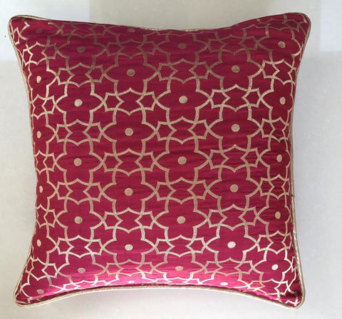 Moroccan Inspired Raw Silk Cushion Cover-Red