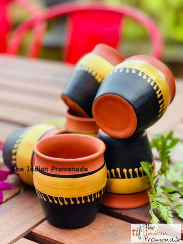 Handpainted Terracotta Kulhad chai glasses (set of 6)