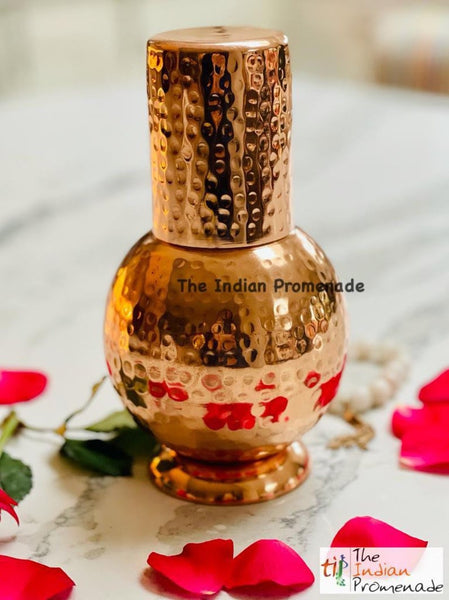 Bedside Hammered Copper Carafe ( Surahi Style) with tumbler lid