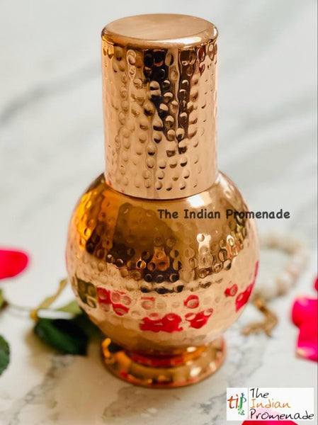Bedside Hammered Copper Carafe ( Surahi Style) with tumbler lid