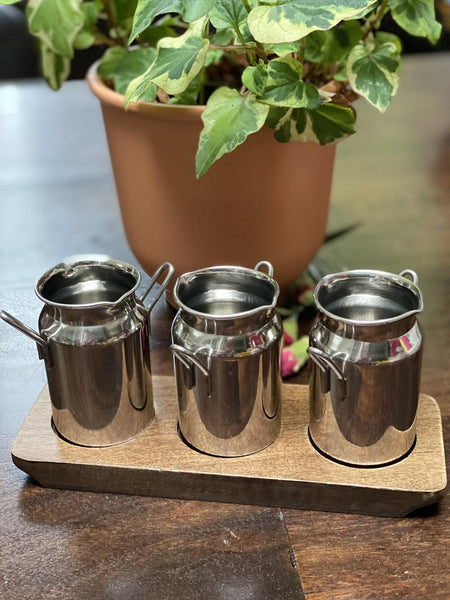 Canister Tumbler Set (Set of 3 with a Wooden Serving Base)