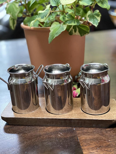Canister Tumbler Set (Set of 3 with a Wooden Serving Base)
