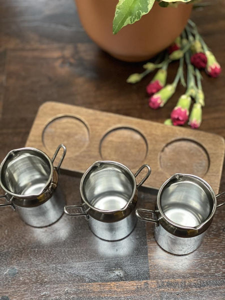 Canister Tumbler Set (Set of 3 with a Wooden Serving Base)