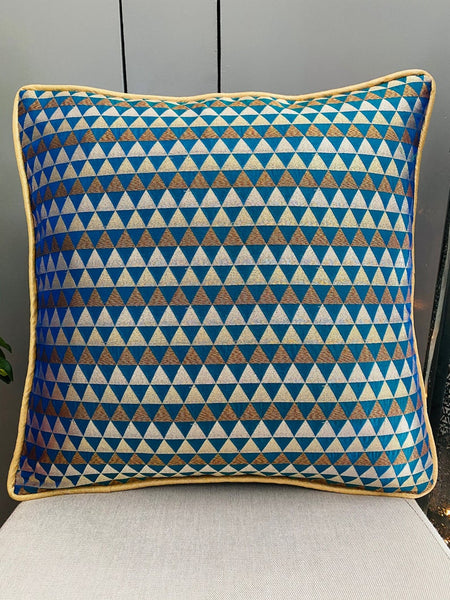 Woven geometric design cushion Cover - Blue
