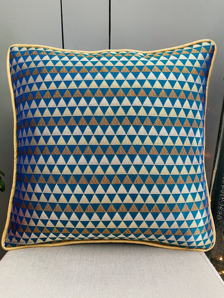 Woven geometric design cushion Cover - Blue