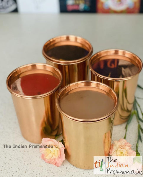 Plain Copper glasses with Lids ( Set of 4)