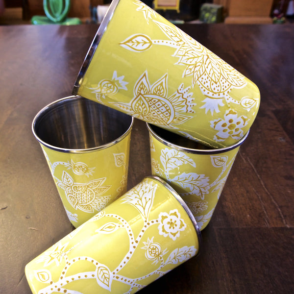 Handpainted Enamelware Tumblers-Yellow