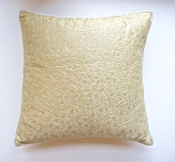 Sequins Cushion Cover- Beige/Gold