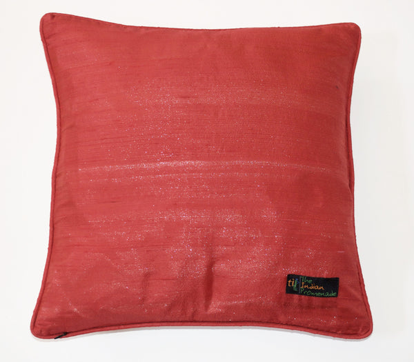 Raw Silk Cushion Cover-Red