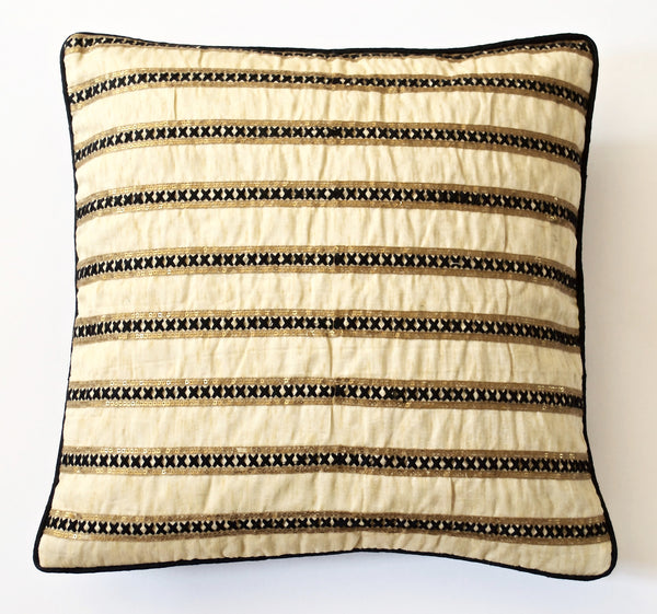 Raw Silk Cushion Cover-Black
