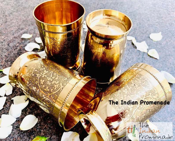 Etched Brass Lassi Glasses-Set of 4