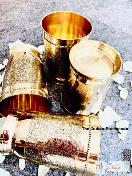 Etched Brass Lassi Glasses-Set of 4