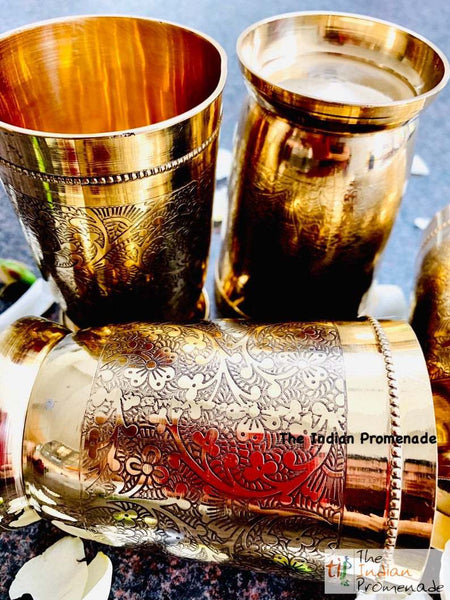 Etched Brass Lassi Glasses-Set of 4