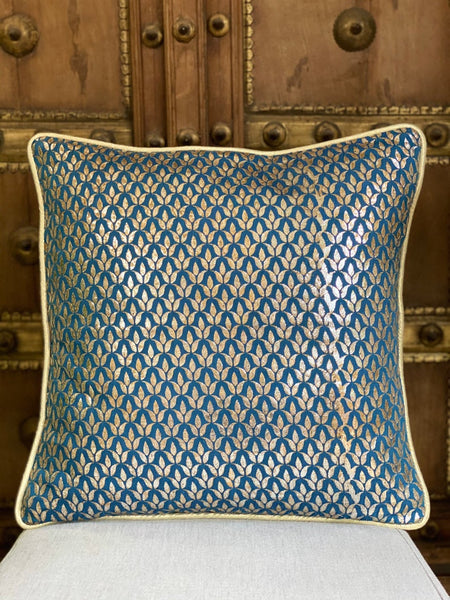 Foil Print Cushion Cover - Blue