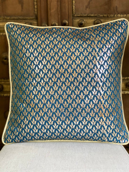 Foil Print Cushion Cover - Blue