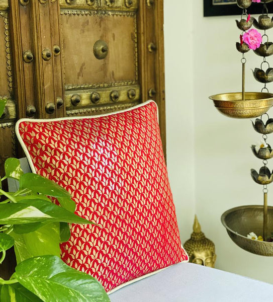 Foil Print Cushion cover - Red