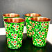 Green Hand Painted Enamelware Copper Tumblers ( set of 4)