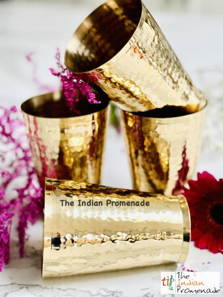 Hammered Brass Lassi glasses/tumblers ( Set of 4)