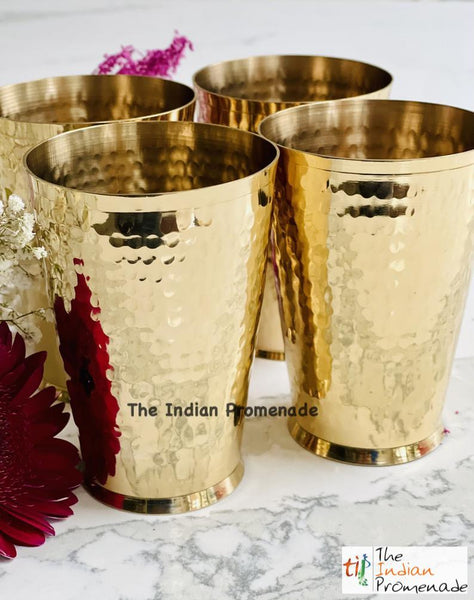 Hammered Brass Lassi glasses/tumblers ( Set of 4)