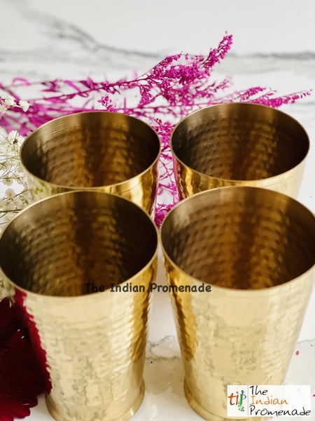 Hammered Brass Lassi glasses/tumblers ( Set of 4)