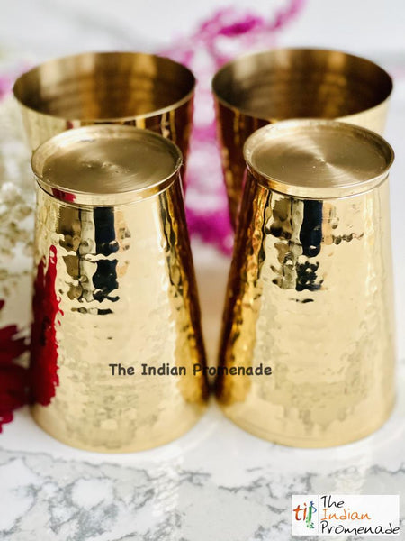 Hammered Brass Lassi glasses/tumblers ( Set of 4)