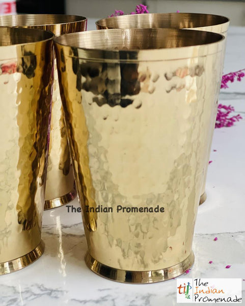 Hammered Brass Lassi glasses/tumblers ( Set of 4)