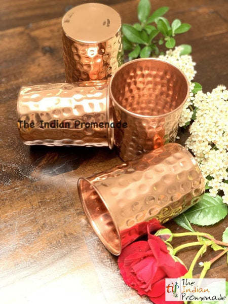 Hammered Copper Glasses( Set of 4)