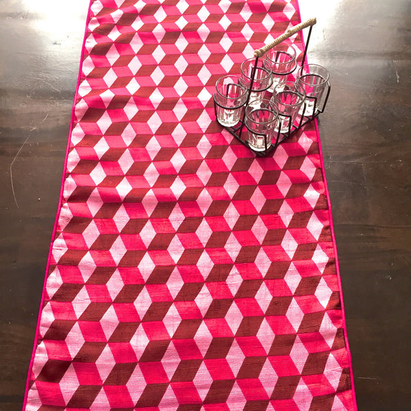 Raw Silk Geometric Printed Table Runner