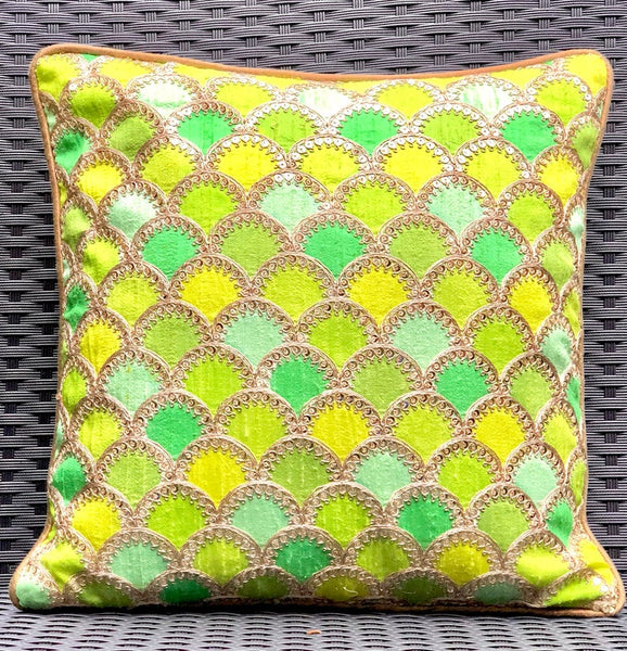 Mermaid Inspired Cushion Cover with Sitara Work -Green
