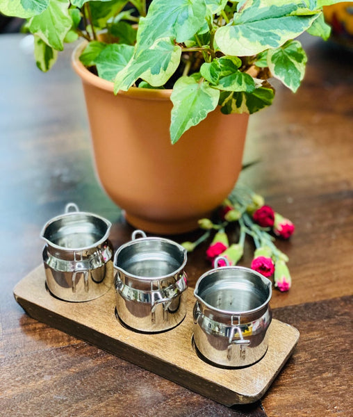 Mini Canister Tumbler Set (Set of 3 with a Wooden Serving Base)