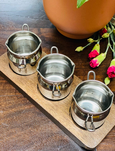 Mini Canister Tumbler Set (Set of 3 with a Wooden Serving Base)