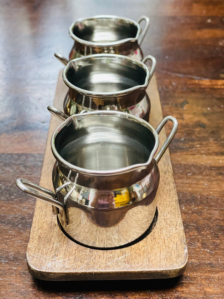 Mini Canister Tumbler Set (Set of 3 with a Wooden Serving Base)