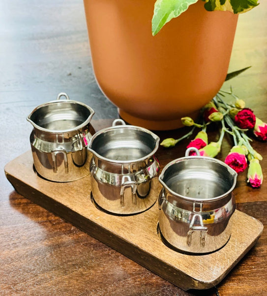 Mini Canister Tumbler Set (Set of 3 with a Wooden Serving Base)