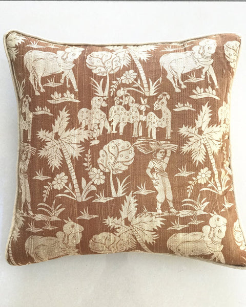 Panchatantra Cushion Cover-Beige/Gold