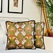 Pichwai Inspired Printed Raw Silk Cushion Cover ( Olive Green)