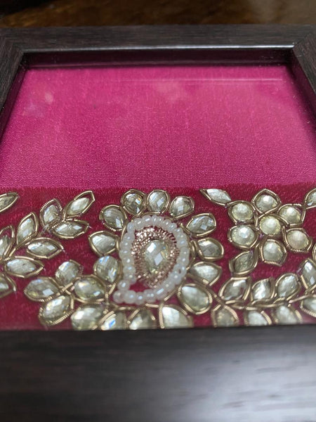 Traditional Kundan Work Framed Coasters ( Set of 4)- Hot Pink