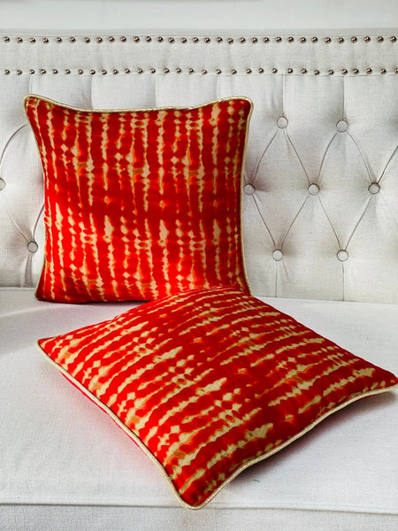 Bright Red Tie & Dye Cushion Cover