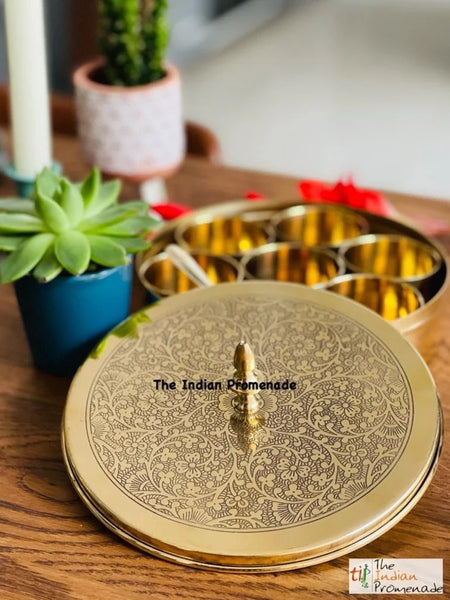 Etched Brass Masala Dani (SpiceBox)