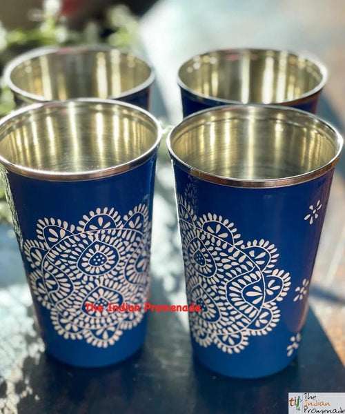 Handpainted Enamelware Tumblers-Blue