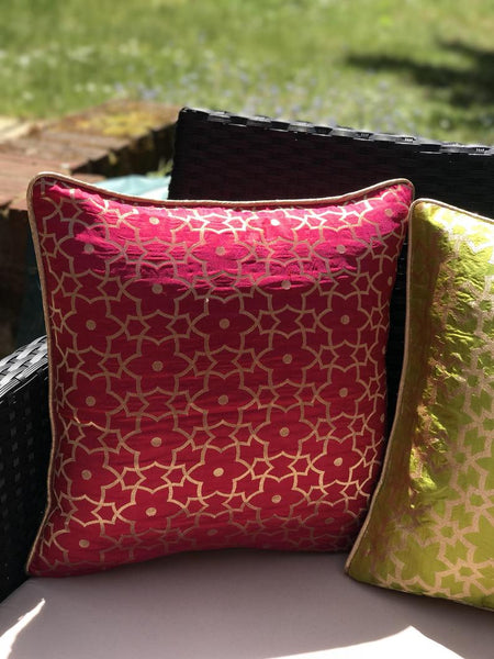 Moroccan Inspired Raw Silk Cushion Cover-Red