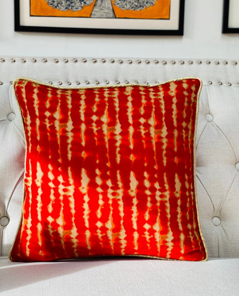 Bright Red Tie & Dye Cushion Cover