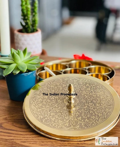 Etched Brass Masala Dani (SpiceBox)