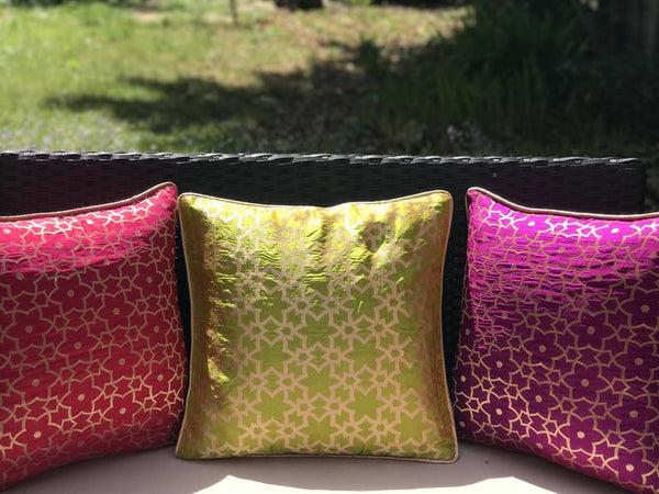 Moroccan Inspired Raw Silk Cushion Cover-Red