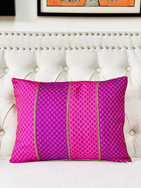 Patchwork Cushion Cover in Double Shades - Pink/Purple