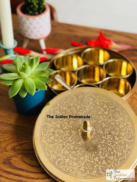Etched Brass Masala Dani (SpiceBox)
