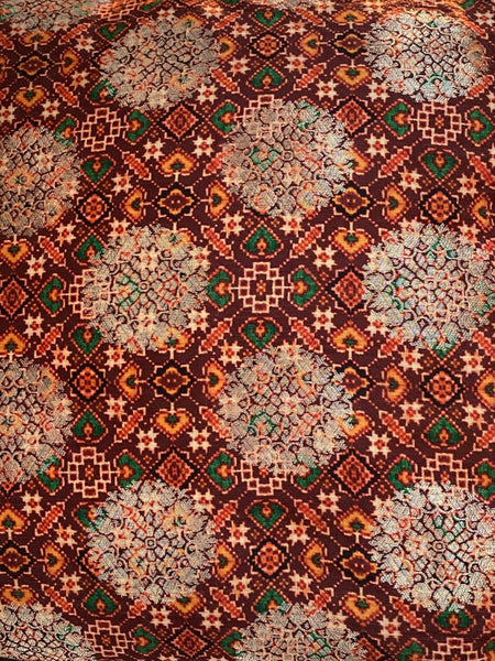 Patola Print Cushion Cover with Subtle Gold Weave - Maroon