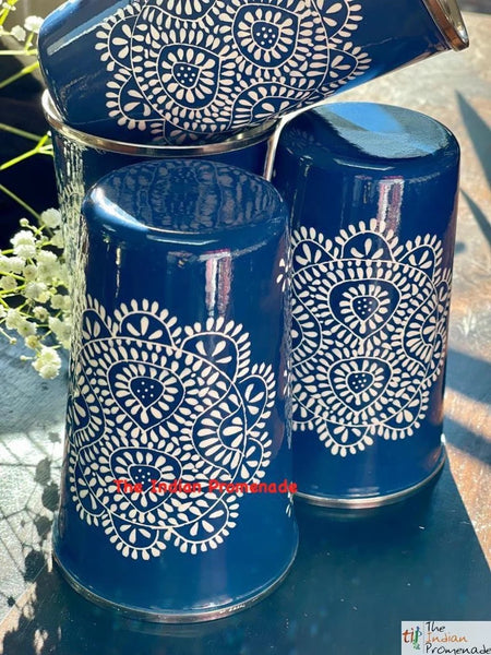 Handpainted Enamelware Tumblers-Blue