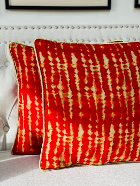 Bright Red Tie & Dye Cushion Cover